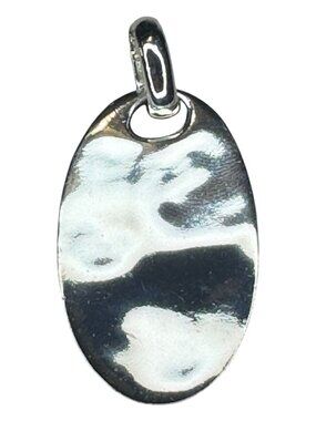 Silver Oval Pendant Necklace Minimalist Design 1.5 Inches Long